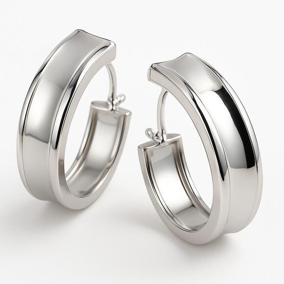 Sterling Silver .75 Inch Hoop Earrings Small Polished Minimalist Jewelry - Picture 1 of 8
